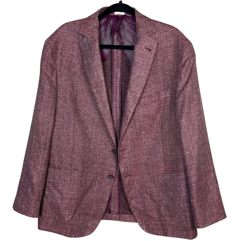 Joseph Abboud Linen blazer 46 S Unstructured heritage Hatch Burgundy Sport Coat - Picture 2 of 13